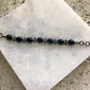 Sterling silver black onyx toggle clasps bracelet